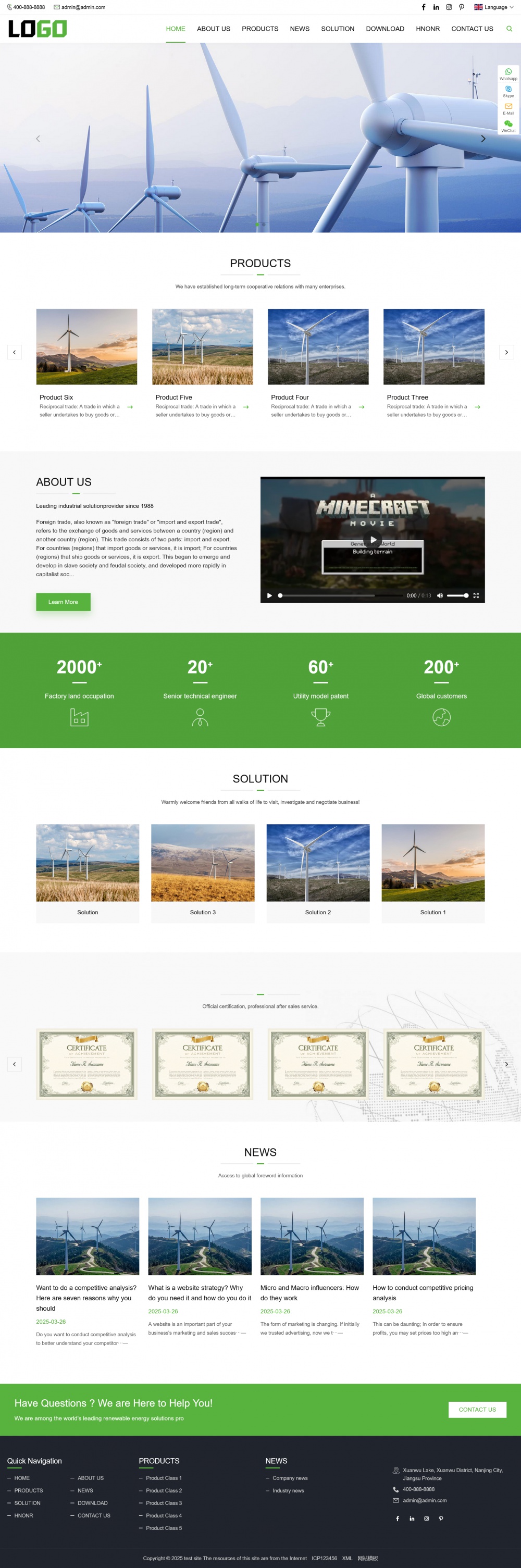 自适应移动端通用外贸PbootCMS网站模板-壹元库